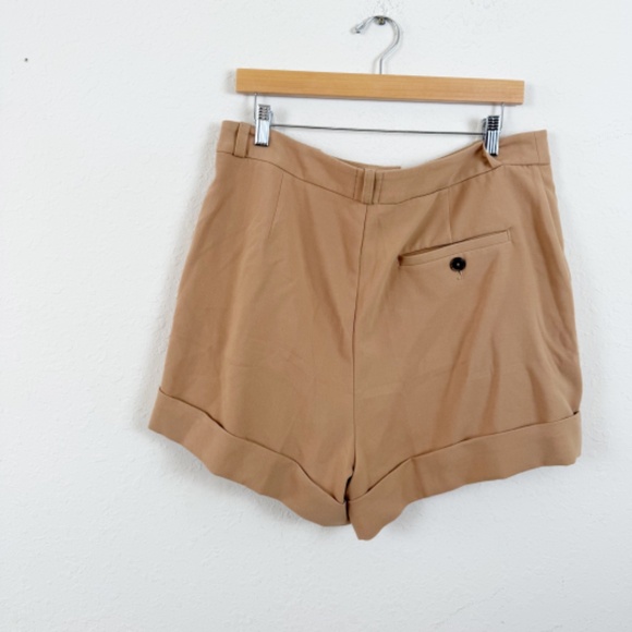 Maeve Anthropologie Pleated High Rise Brown Trousers Shorts Size 14 - Picture 3 of 5